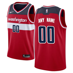 00 - Men's Fanatics Branded Red Washington Wizards Fast Break Custom Replica Jersey - Icon Edition- Red