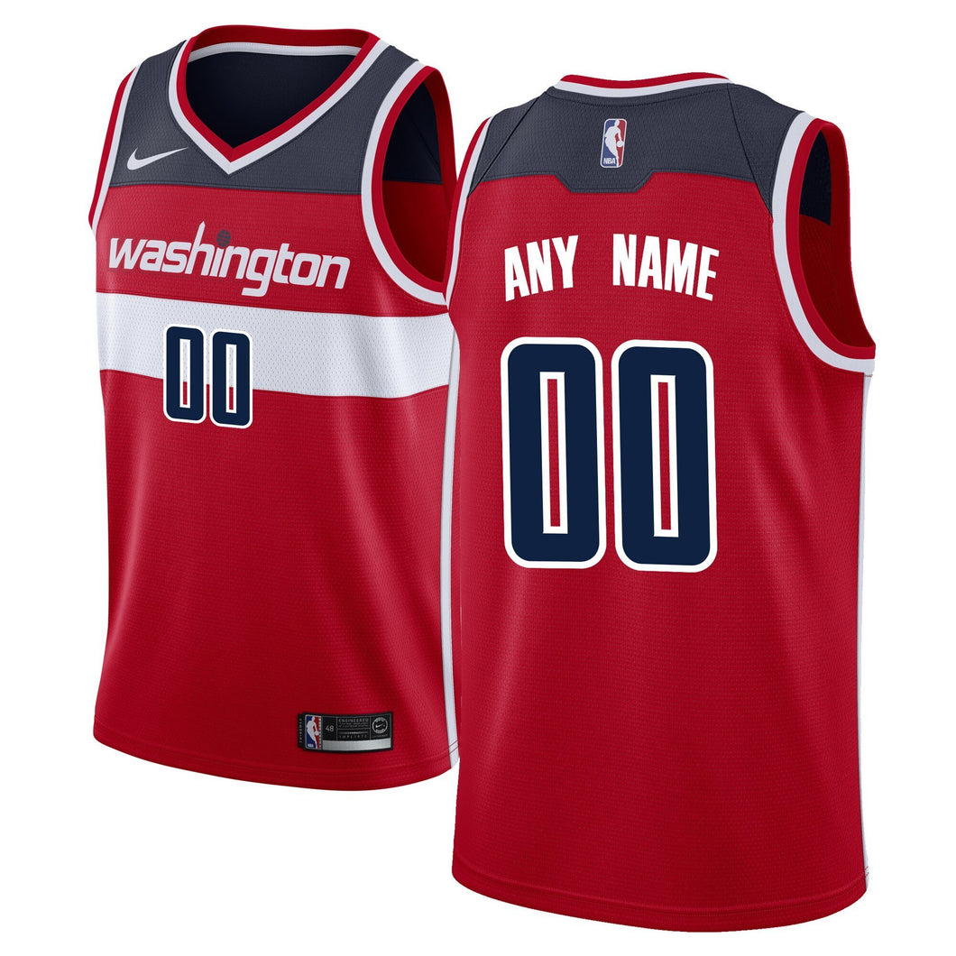 00 - Men's Fanatics Branded Red Washington Wizards Fast Break Custom Replica Jersey - Icon Edition- Red