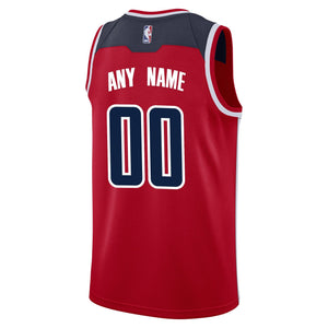 00 - Men's Fanatics Branded Red Washington Wizards Fast Break Custom Replica Jersey - Icon Edition- Red