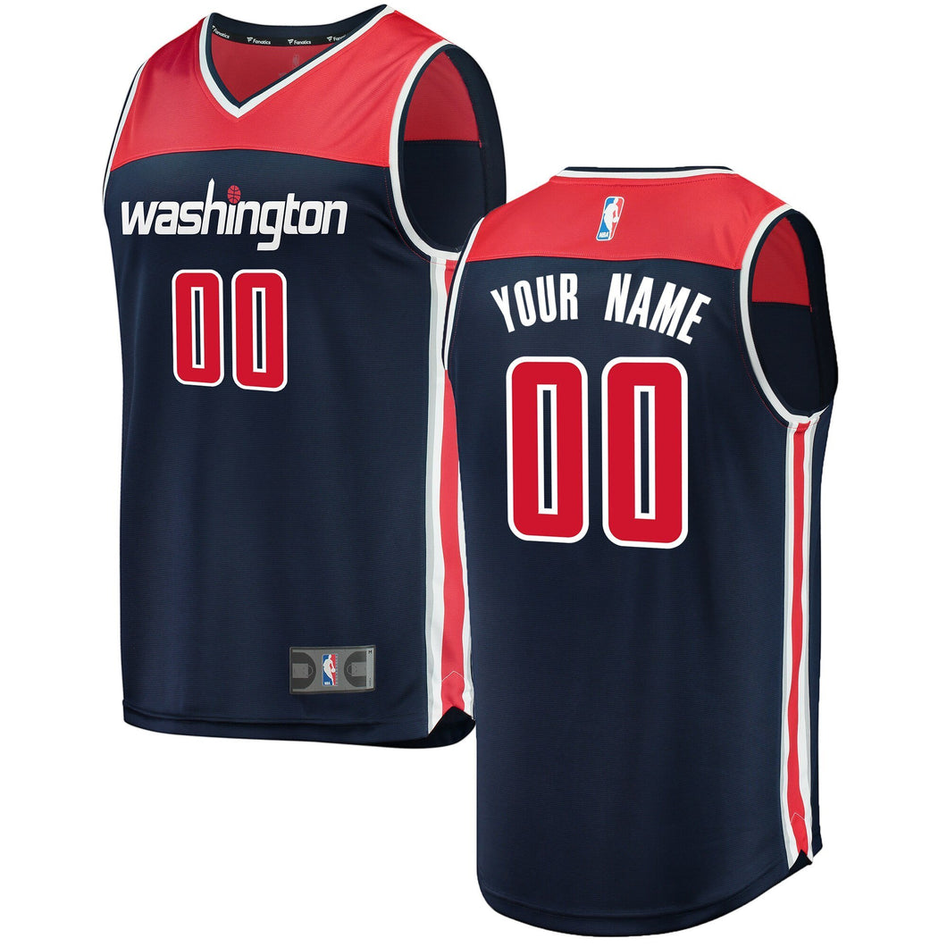 00 - Youth Fanatics Branded Navy Washington Wizards Fast Break Replica Custom Jersey – Statement Edition- Navy