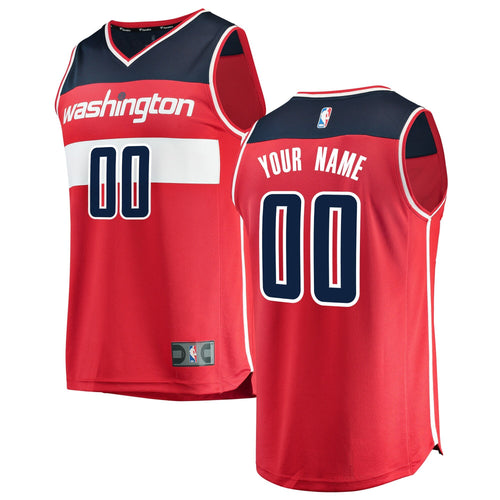 00 - Men's Nike Red Washington Wizards Swingman Custom Jersey - Icon Edition- Red