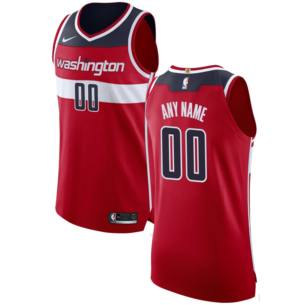 00 - Men's Nike Red Washington Wizards Authentic Custom Jersey - Icon Edition- Red