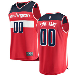 00 - Youth Fanatics Branded Red Washington Wizards Fast Break Custom Replica Jersey - Icon Edition- Red