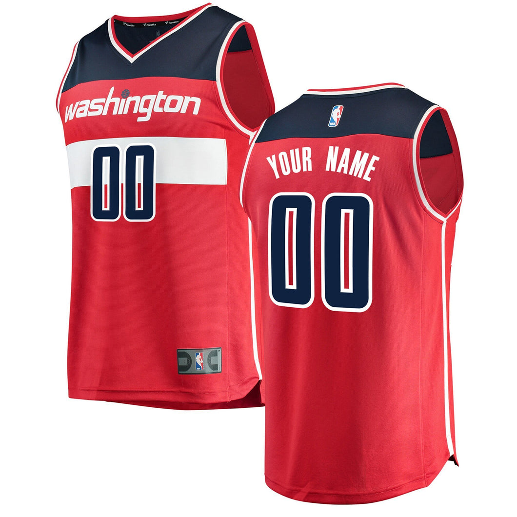 00 - Youth Fanatics Branded Red Washington Wizards Fast Break Custom Replica Jersey - Icon Edition- Red