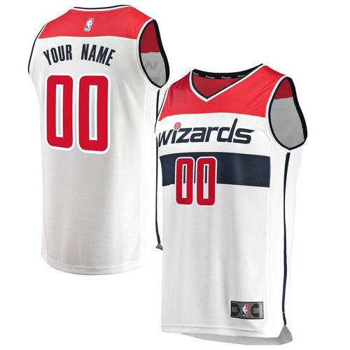 00 - Youth Fanatics Branded White Washington Wizards Fast Break Custom Replica Jersey - Association Edition - White