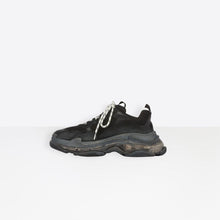 Load image into Gallery viewer, BALENCIAGA WOMEN TRIPLE S CLEAR SOLE TRAINERS BLACK