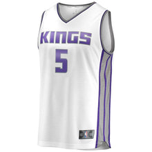 Load image into Gallery viewer, 5 - Youth Fanatics Branded De'Aaron Fox White Sacramento Kings Fast Break Jersey - Association Edition