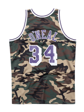 Load image into Gallery viewer, 34 - Los Angeles Lakers Shaquille O'Neal Woodland Camo Swingman Jersey - Navy