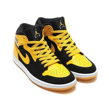 Load image into Gallery viewer, Men's Mid Jordan 1 Basketball Shoes - Black Yellow