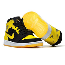 Load image into Gallery viewer, Men's Mid Jordan 1 Basketball Shoes - Black Yellow