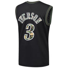 Load image into Gallery viewer, 3 - Men's Mitchell &amp; Ness Allen Iverson Black Philadelphia 76ers Straight Fire Camo Swingman Jersey - Black
