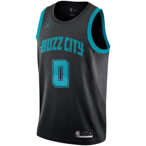 0 - Men's Jordan Brand Miles Bridges Black Charlotte Hornets City Edition Swingman Jersey - Black