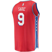 Load image into Gallery viewer, 9 - Men's Fanatics Branded Dario Saric Red Philadelphia 76ers Fast Break Replica Player Jersey - Statement Edition - Red