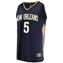 Load image into Gallery viewer, 5 - Men's Fanatics Branded Trevon Bluiett Navy New Orleans Pelicans Fast Break Replica Jersey – Icon Edition- Navy