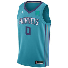 Load image into Gallery viewer, 0 - Men&#39;s Jordan Brand Miles Bridges Teal Charlotte Hornets Swingman Sponsor Patch Jersey – Icon Edition - Aqua