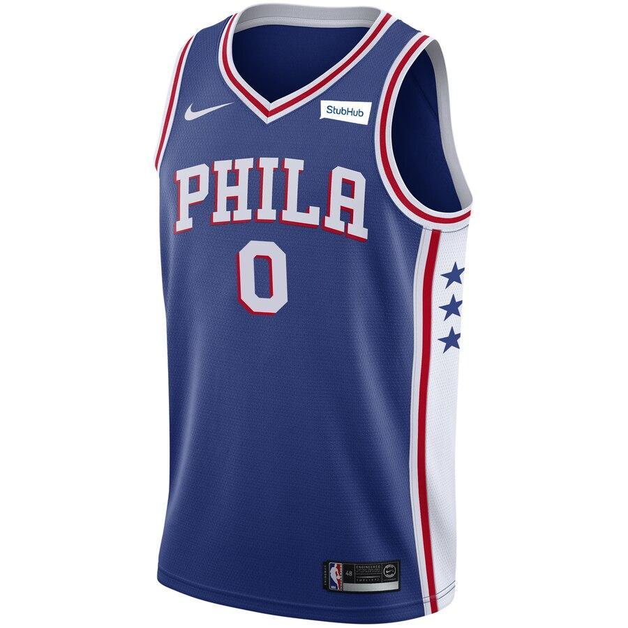 0 - Men's Nike Jerryd Bayless Royal Philadelphia 76ers Swingman Sponsor Patch Jersey - Icon Edition - Royal