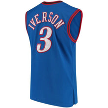 Load image into Gallery viewer, 3 - Men's Mitchell &amp; Ness Allen Iverson Royal Philadelphia 76ers Road 1999/2000 Hardwood Classics Authentic Jersey - Royal