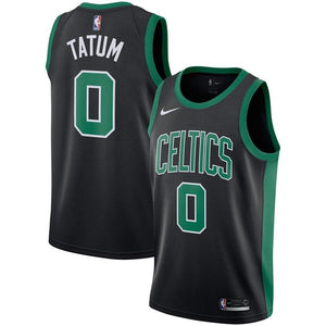 0 - Men's Nike Jayson Tatum Black Boston Celtics Replica Swingman Jersey - Statement Edition - Black