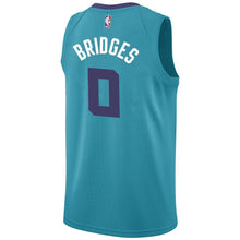 Load image into Gallery viewer, 0 - Men&#39;s Jordan Brand Miles Bridges Teal Charlotte Hornets Swingman Sponsor Patch Jersey – Icon Edition - Aqua