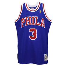 Load image into Gallery viewer, 3 - Mitchell &amp; Ness Philadelphia 76ers #3 Allen Iverson '96-'97 Hardwood Classics 50 Year Anniversary Throwback Premium Jersey - Royal