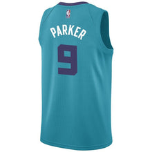 Load image into Gallery viewer, 9 - Men's Jordan Brand Tony Parker Teal Charlotte Hornets Swingman Sponsor Patch Jersey – Icon Edition - Aqua