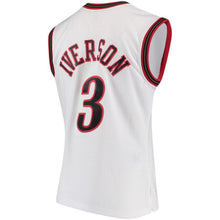 Load image into Gallery viewer, 3 - Men's Mitchell &amp; Ness Allen Iverson White Philadelphia 76ers 2000-01 Hardwood Classics Swingman Jersey - White