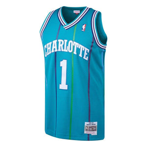 1 - Men's Mitchell & Ness Muggsy Bogues Teal Charlotte Hornets 1992-93 Hardwood Classics Swingman Jersey - Aqua